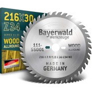 Bayerwald HM Kreissägeblatt - 216 x 2.6/1.6 x 30mm  Z34 WZ pos. für Tischkreissägen - 111-55001