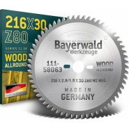 Bayerwald HM Kreissägeblatt 216 x 28 x 30 mm Z80 WZ negativ - 111-58063